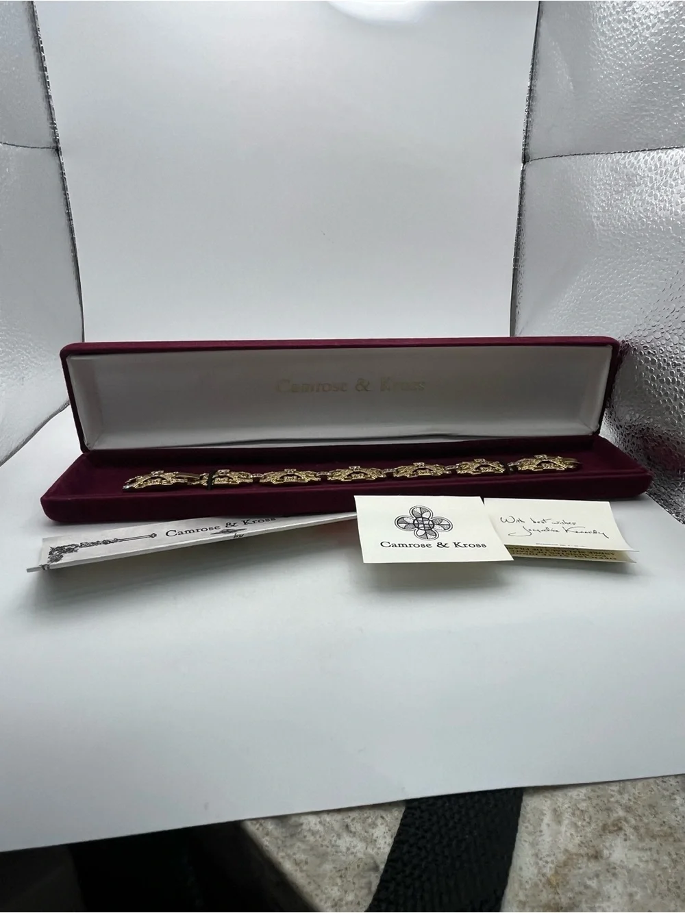 Camrose & Kross JBK gold plated art deco style link bracelet gold tone Kennedy